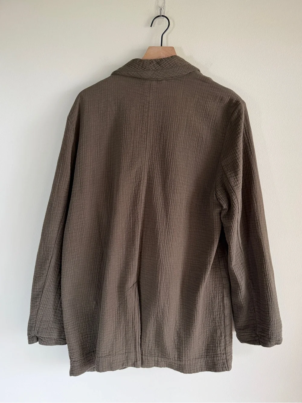 Free People Rumors Blazer Jacket Olive Green Double Gauze Cotton Oversized S